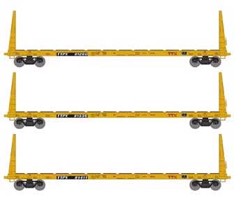 Athearn HO 90560 60' Bulkhead Flatcar TTX Red Logo 3 Pack
