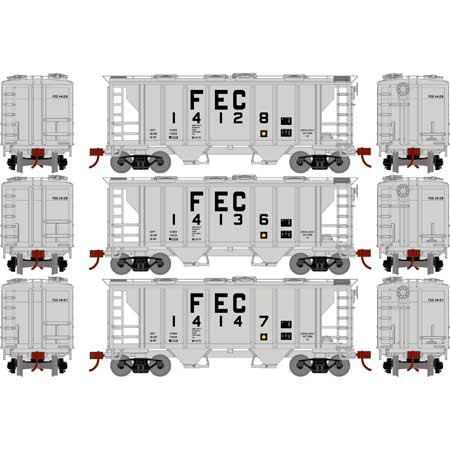 Athearn HO Scale 15420 PS-2 2003 Covered Hopper Florida East Coast FEC 3 Pack