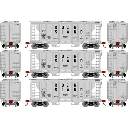 Athearn HO Scale 15423 PS-2 2003 Covered Hopper Rock Island RI 3 Pack