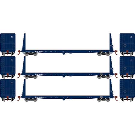 Athearn HO Scale 17226 60' Bulkhead  Flatcar Montana Rail Link MRL 3 Pack