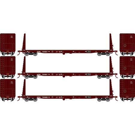 Athearn HO Scale 17229 60' Bulkhead Flatcar NOKL 3 Pack
