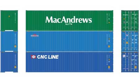 Athearn HO Scale 27154 40' Hi-Cube Containers MacAndrews MMCU Bridgehead BHCU CNC Line CNCU