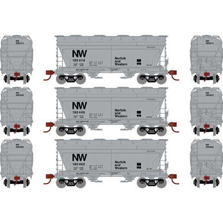 Athearn HO Scale 93462 ACF 2970 2 Bay Covered Hopper Norfolk & Western NW 3 Pack