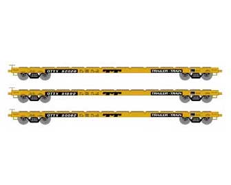 Athearn HO Scale 97068 60' Flatcar Trailer Train "Yellow" OTTX 3 Pack