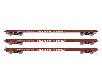 Athearn HO Scale 97071 60' Flatcar Trailer Train "Brown" OTTX 3 Pack