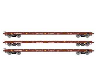 Athearn HO Scale 97074 60' Flatcar Canadian National CN 3 Pack