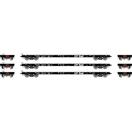 Athearn HO Scale 97077 60' Flatcar Canadian Pacific CP Rail 3 Pack