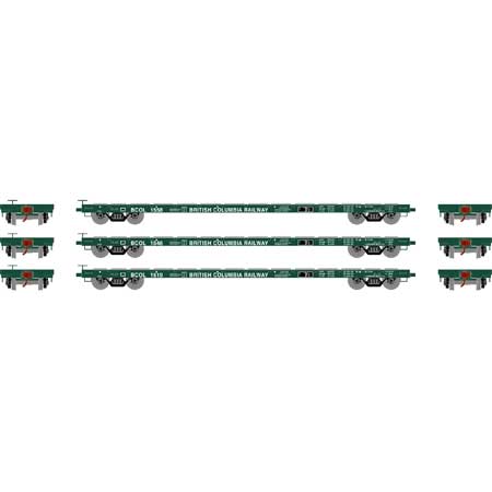 Athearn HO Scale 97080 60' Flatcar British Columbia BCOL 3 Pack