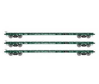Athearn HO Scale 97080 60' Flatcar British Columbia BCOL 3 Pack