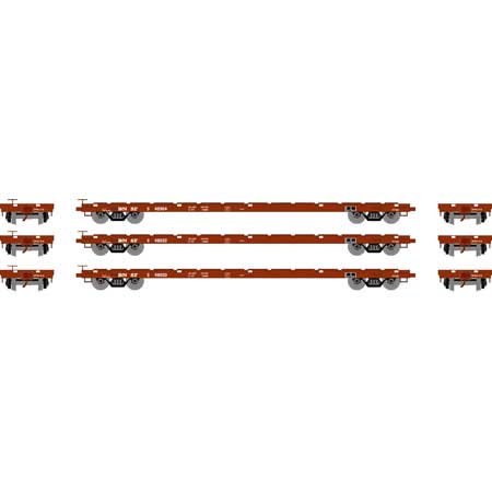 Athearn HO Scale 97083 60' Flatcar BNSF 3 Pack