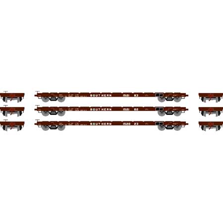 Athearn HO Scale 97086 60' Flatcar Southern SOU 3 Pack
