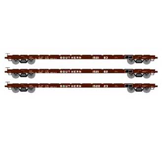 Athearn HO Scale 97086 60' Flatcar Southern SOU 3 Pack