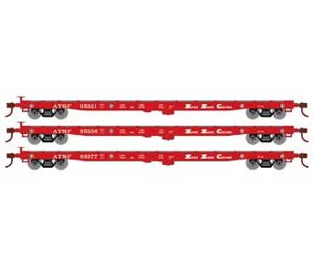 Athearn HO Scale 98080 60' Flatcar Santa Fe ATSF 3 Pack