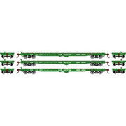 Athearn HO Scale 98081 60' Flatcar Burlington Northern BN 3 Pack