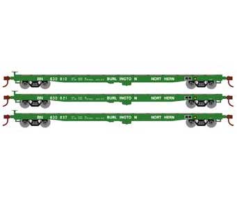 Athearn HO Scale 98081 60' Flatcar Burlington Northern BN 3 Pack