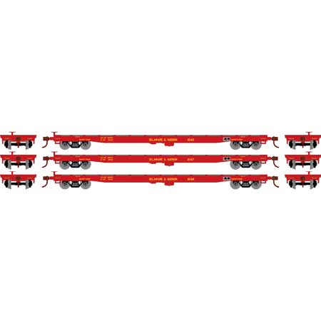 Athearn HO Scale 98083 60' Flatcar Delaware & Hudson D&H 3 Pack