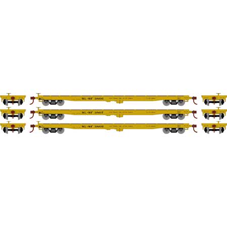 Athearn HO Scale 98085 60' Flatcar Frisco SLSF 3 Pack