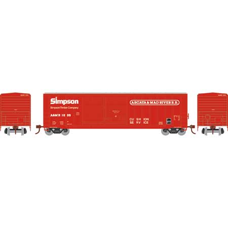 Athearn HO Scale 98510 50' FMC Offset Double Door Boxcar "Simpson" Arcata & Mad River A&MR 1009