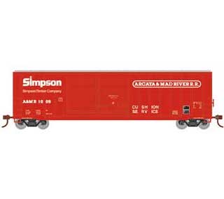 Athearn HO Scale 98510 50' FMC Offset Double Door Boxcar "Simpson" Arcata & Mad River A&MR 1009