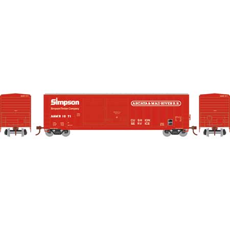 Athearn HO Scale 98511 50' FMC Offset Double Door Boxcar "Simpson" Arcata & Mad River A&MR 1071