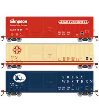 Athearn HO Scale 98519 50' FMC Offset Double Door Boxcar A&MR/SERA/YW Assorted 3 Pack