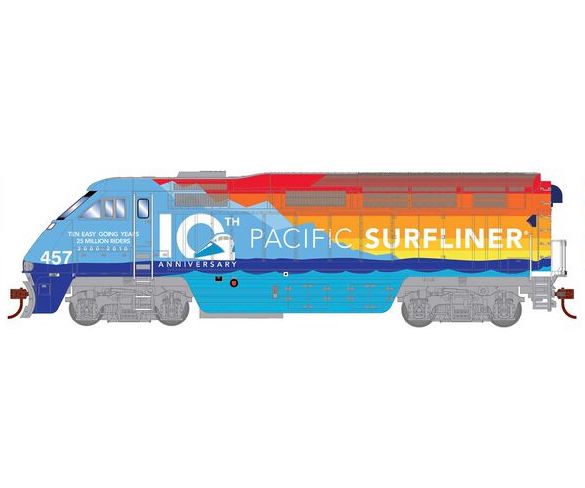 Athearn RTR 64849 HO Scale EMD F59PHI Diesel Amtrak 10th Anniversary Surfliner 457 DC