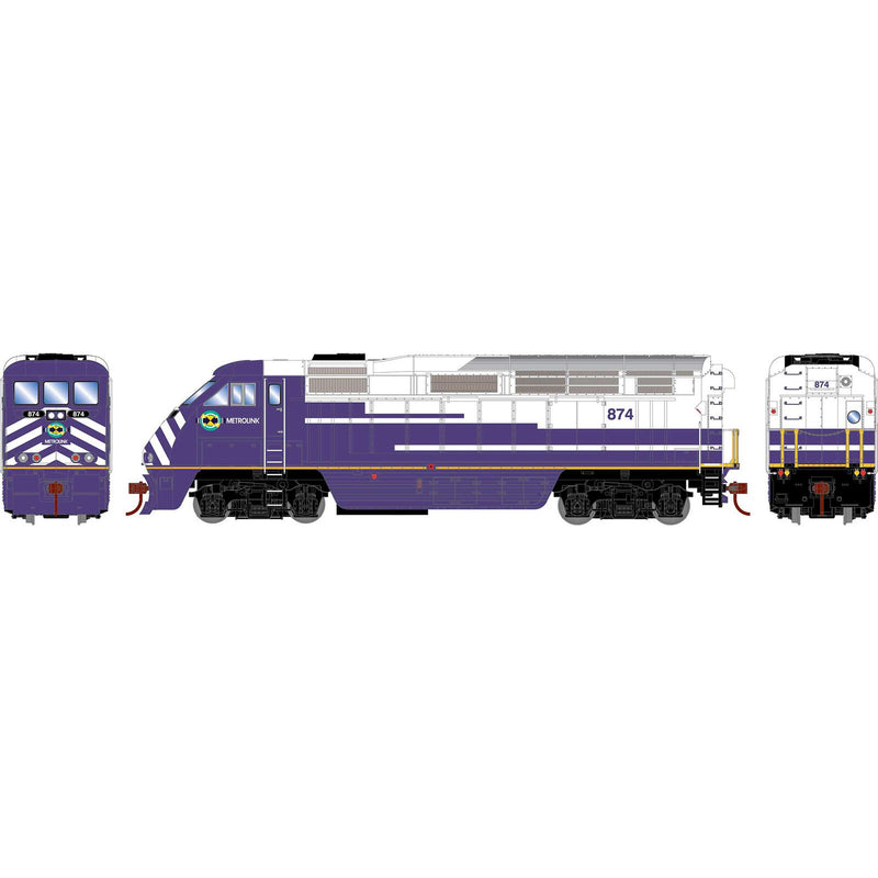 Athearn RTR 64858 HO Scale EMD F59PHI Diesel Metrolink SCAX 874 DC