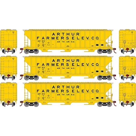 Athearn RTR 81579 HO 54' FMC 4700 Covered Hopper Arthur Farmers Elevator AFEX 3 Pack