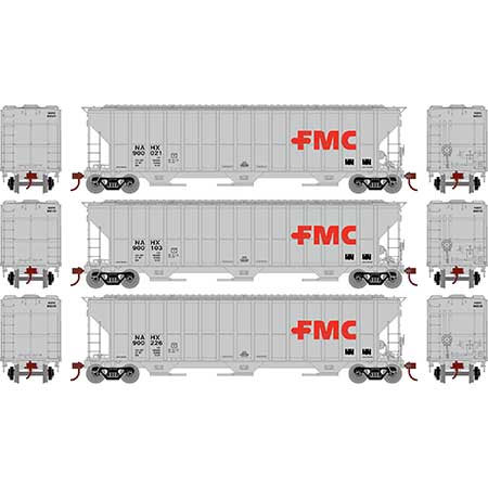 Athearn RTR 81582 HO 54' FMC 4700 Covered Hopper FMC NAHX 3 Pack