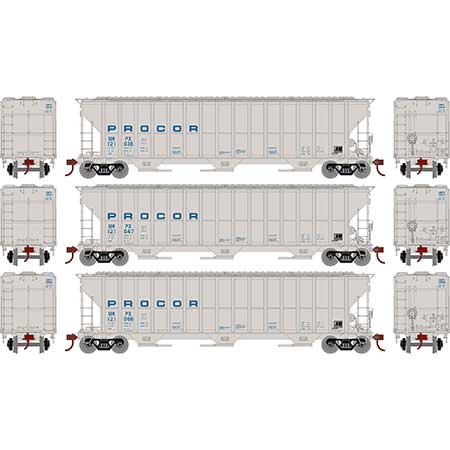 Athearn RTR 81588 HO 54' FMC 4700 Covered Hopper Procor UNPX 3 Pack