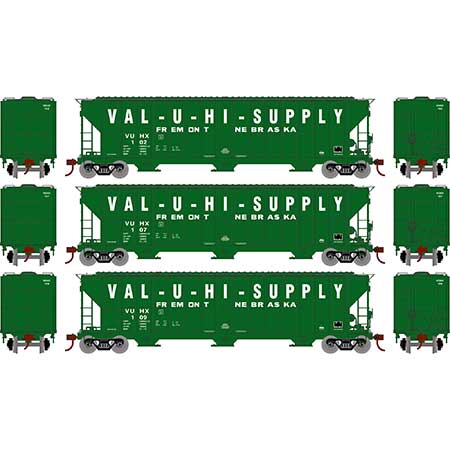 Athearn RTR 81591 HO 54' FMC 4700 Covered Hopper Patched Val-U-Hi VUHX 3 Pack