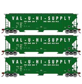 Athearn RTR 81591 HO 54' FMC 4700 Covered Hopper Patched Val-U-Hi VUHX 3 Pack