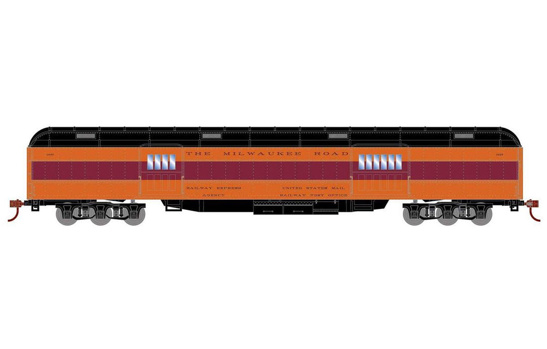 Athearn RTR 88215 HO Scale Heavyweight Baggage Passenger Car Milwaukee Road MILW 1037