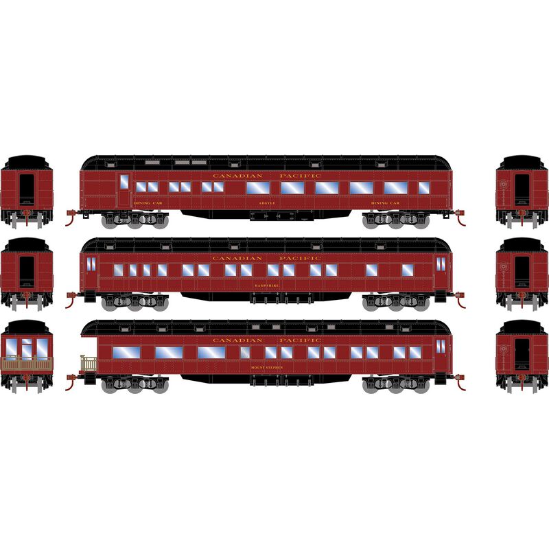 Athearn RTR 88231 HO Scale Heavyweight Passenger 3 Car Set Canadian Pacific CP
