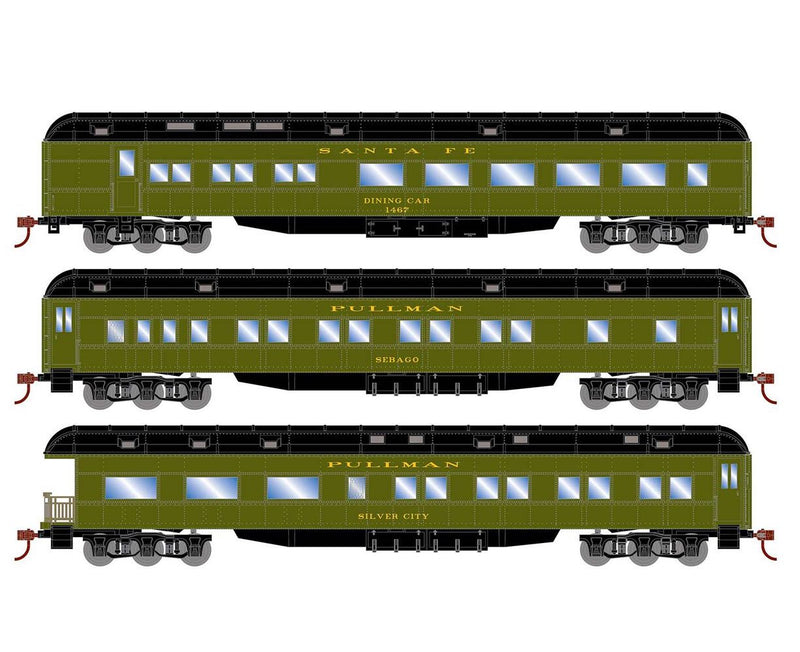 Athearn RTR 88232 HO Scale Heavyweight Passenger 3 Car Set Santa Fe ATSF