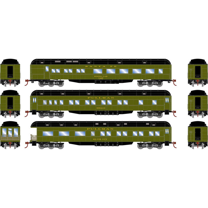 Athearn RTR 88232 HO Scale Heavyweight Passenger 3 Car Set Santa Fe ATSF