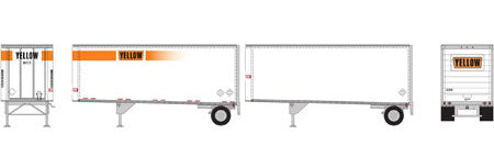 Athearn 91043 HO Scale 28' Wedge Trailers and Dolly Yellow