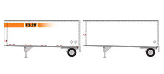 Athearn 91043 HO Scale 28' Wedge Trailers and Dolly Yellow