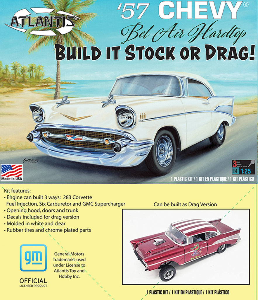Atlantis Models 1371 1/25 1957 Chevrolet Bel Air Car Kit — White