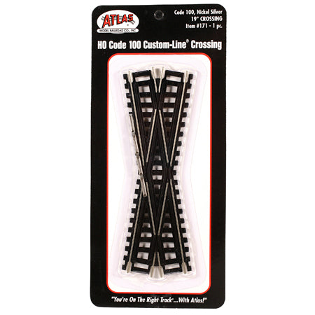 Atlas 171 HO Scale Code 100 Track 19 Degree Custom-Line Crossing