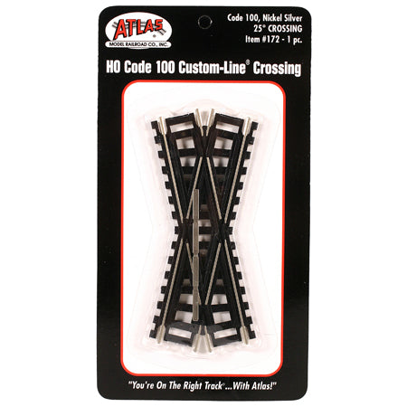 Atlas 172 HO Scale Code 100 Track 25 Degree Custom-Line Crossing