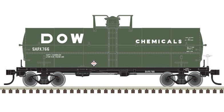 Atlas 20004671 HO Scale 11,000 Gallon Tank Car Dow Chemicals SHPX 766
