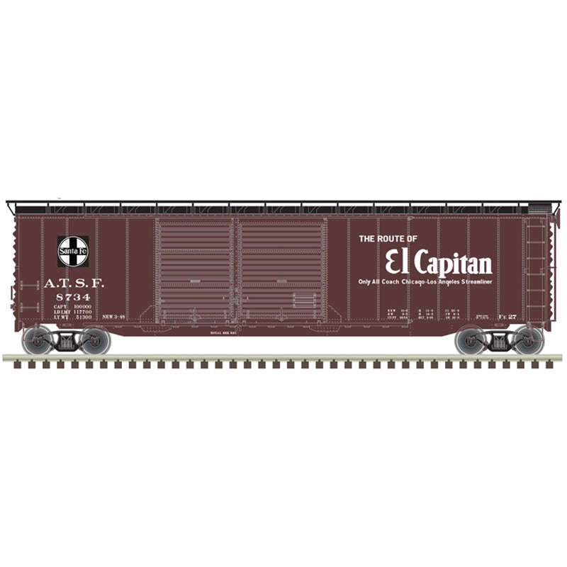 Atlas 20006591 HO Scale 50' Postwar Boxcar Santa Fe El Capitan ATSF 8734