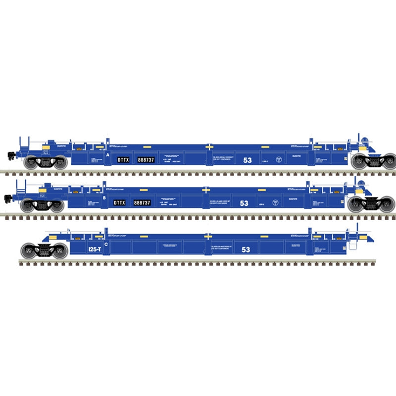 Atlas 20006623 HO Scale Thrall 53' 3-Unit Articulated Well Car "Blue Patch" DTTX 888737