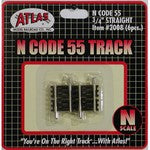 Atlas 2008 N Scale Code 55 Straight Track 3/4" 6 Pack