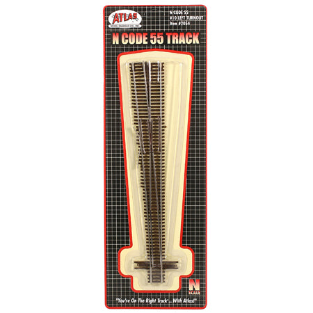 Atlas 2054 N Scale Code 55 #10 Left Hand Turnout