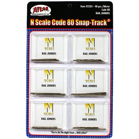 Atlas 2535 N Scale Code 80 Track Rail Joiners 48 Pack