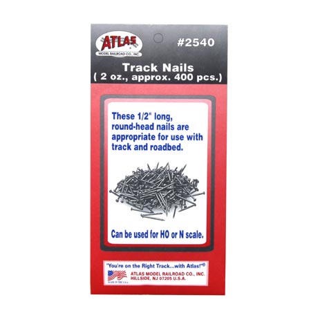 Atlas 2540 HO Scale or N Scale 1/2" Round Head Track Nails