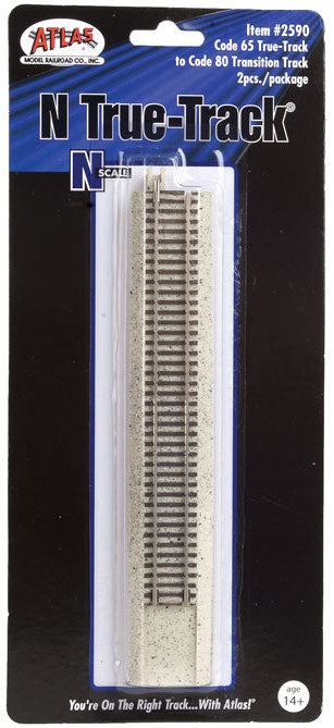 Atlas 2590 N Scale True Track Code 80 Transition Track 2 Pack