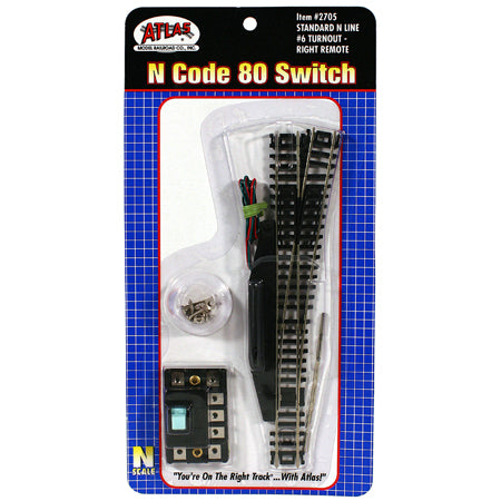 Atlas 2705 N Scale Code 80 #6 Remote Right Hand Turnout